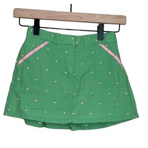 Gymboree Pink Hearts Green Pleated Back Skirt SKORT Girls Size: 7 Spring